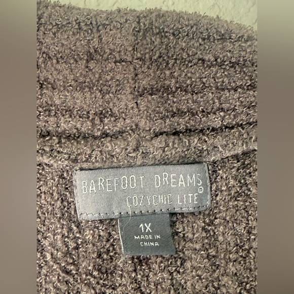 Barefoot Dreams CozyChic Lite Cardigan 1X Taupe Mocha Brown Gray QVXCL1070 - Picture 3 of 10